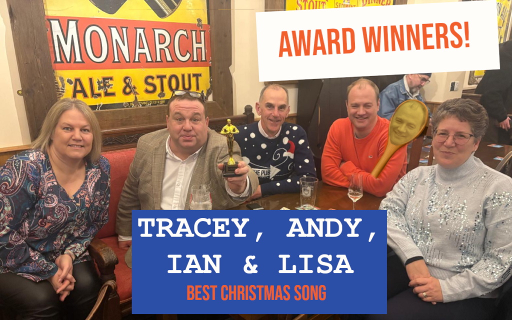 The four winners of the Bury St Edmunds Christmas networking question, plus an imposter.