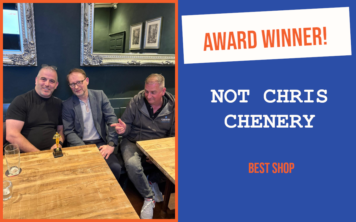 The winners of the April networking question at Ipswich's networking event, with the ambassador, who actually won, sitting at a table with the trophy.